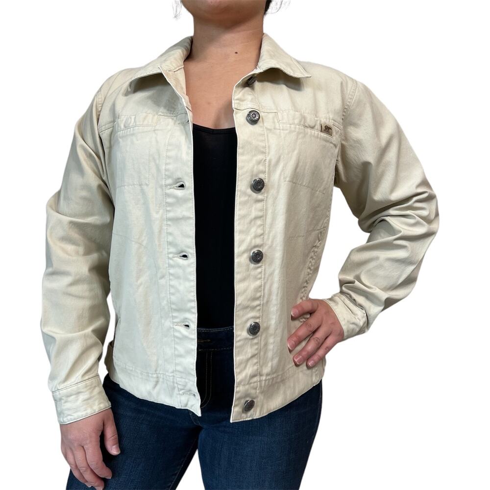 Sorel Button Up Twill Jacket Womens Size Medium Garden Beige Canvas Denim